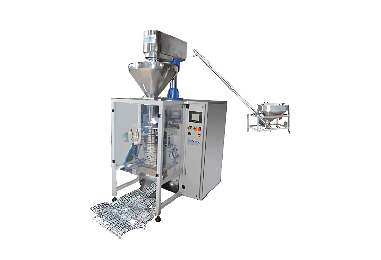 Pneumatic collar type auger filler with screw conveyor